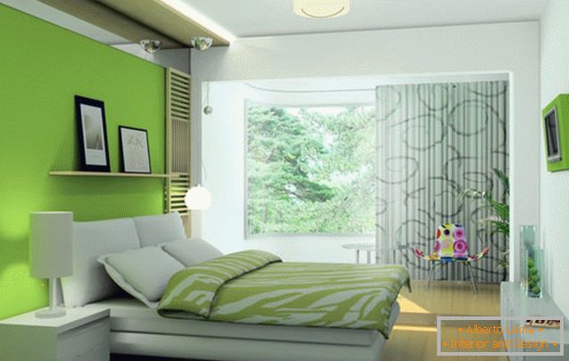 Dekoracija spavaće sobe u svijetlo zelenom boju