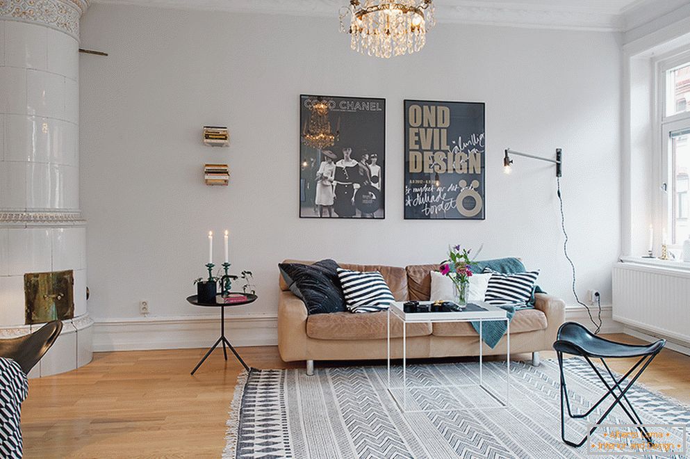 Interijer dvosobnog stana u skandinavskom stilu u Stockholmu