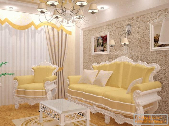 Mala gostinjska soba u baroknom stilu, izvrsni namještaj. Namještaj je odabran u najboljim oblicima baroknog stila.