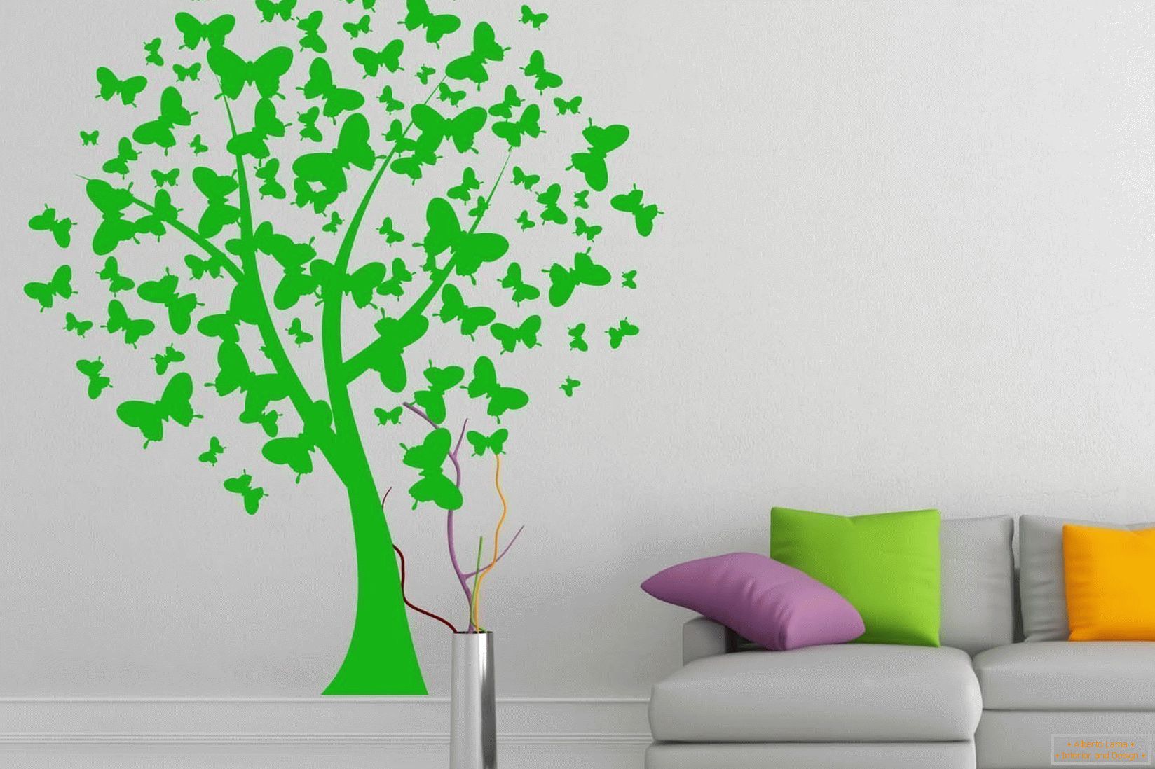 Zeleno stablo na bijelom zidu