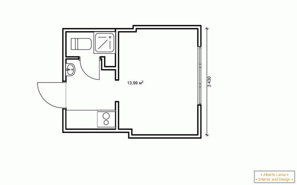 Plan apartman-studio od 14 do 25 četvornih metara. m.