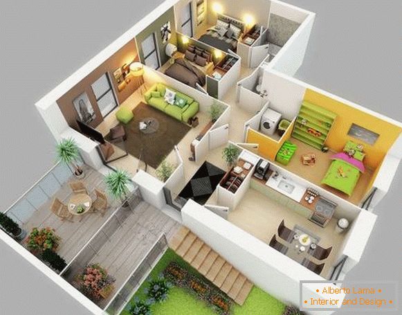 3D projekt privatne kuće s detaljnim dizajnom soba