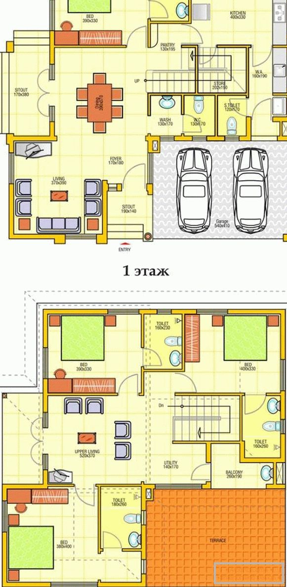 Plan dvokatne privatne kuće s garažom