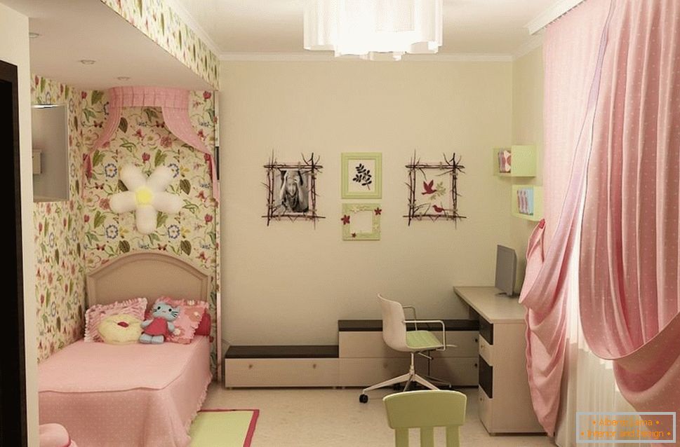 Dizajn svjetleće spavaće sobe za djevojku