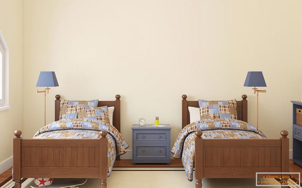 Kreveti s istim dizajnom u vrtiću za dvoje dječaka