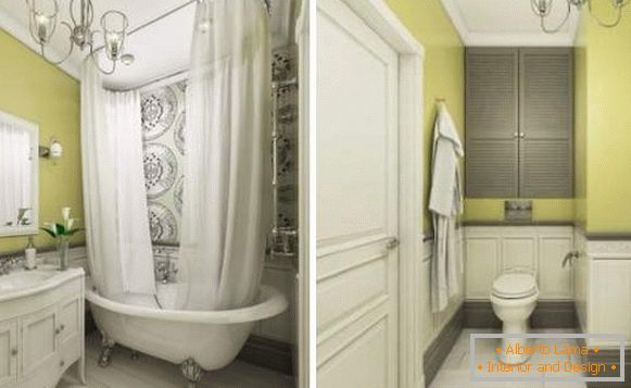Ideje za dizajn studio apartmana 40 četvornih metara M - fotografija kupaonice u klasičnom stilu