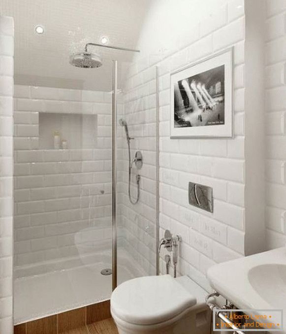 Dizajn kombinirane kupaonice - fotografija s tuš kabinom