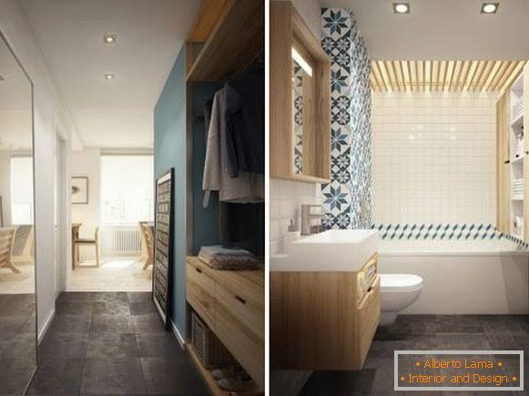Fotografija predsoblja i kupaonice u dizajnu stana od 40 četvornih metara