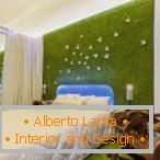 Neuobičajeni dizajn spavaće sobe u zelenim tonovima