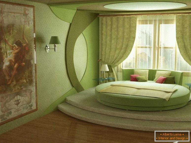 Zelena soba s okruglim krevetom
