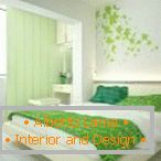 Dizajn bijelo-zelene spavaće sobe