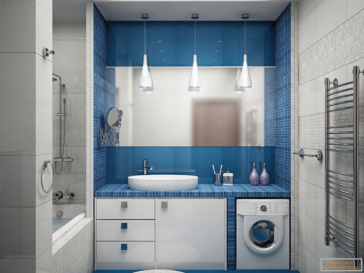 Bijela i plava kupaonica