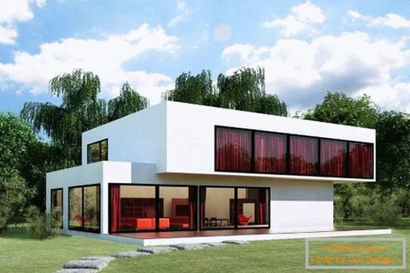 Projekti kuća u visokotehnološkom stilu - fotografija vanjske fasade