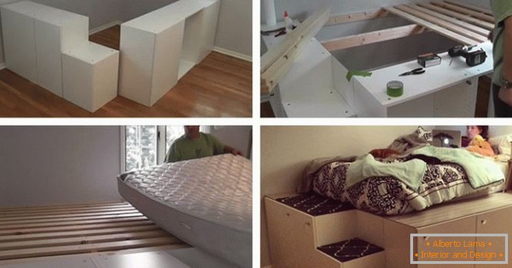 Krevet u maloj spavaćoj sobi od IKEA