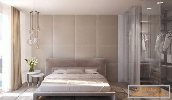Moderna spavaća soba s ormarom - fotografija