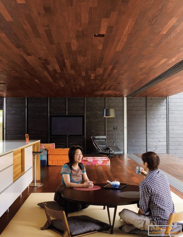 moderni-japanski-dnevni boravak-namještaj-setovi-s-tamno-drvo-kava-strašan-blagovaonom dizajn-ideje-kuhinja-prostor-stol i područje-saganje strop dizajn-strašan-japanski unutarnji dizajn interijera -design-fakulteti-BL