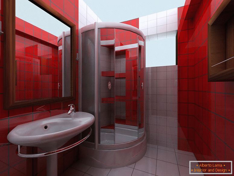 Crvene zidove u kupaonici