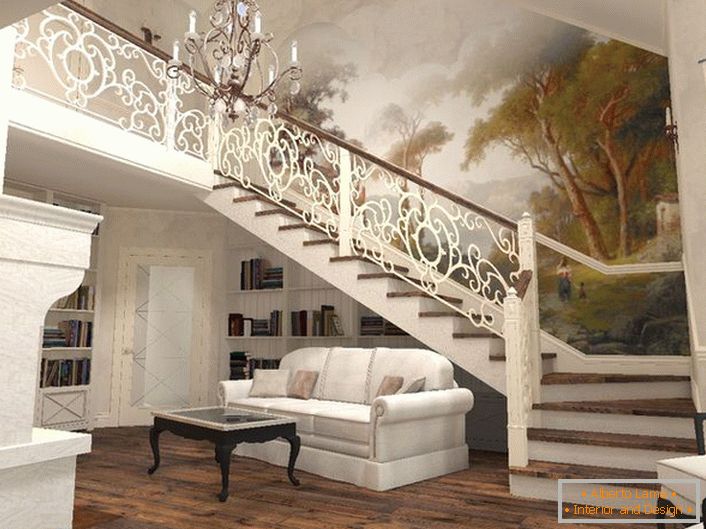 Udarna harmonija elegantnog stubišta i interijera kuće u mediteranskom stilu.