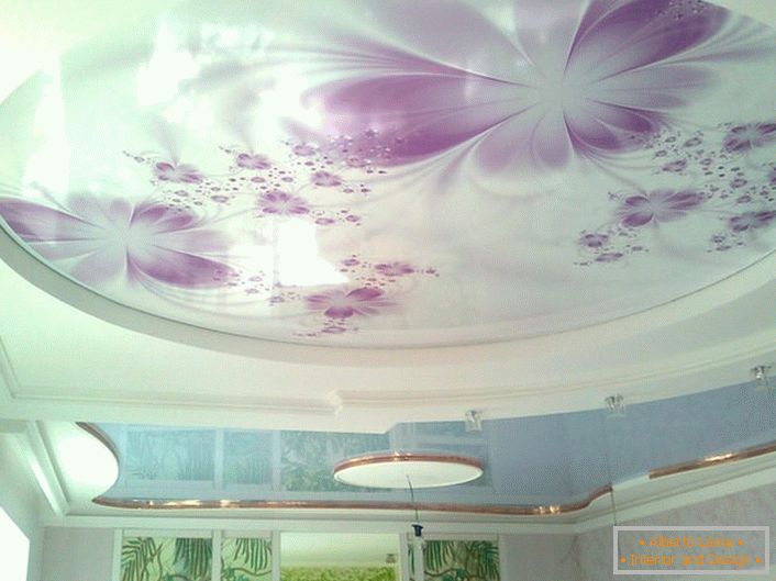 Produženi stropovi s fotografskim ispisom organski su kombinirani s pravilno odabranom rasvjetom.