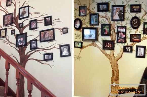 Ideje za uređenje zidova s ​​fotografijama - obiteljsko stablo