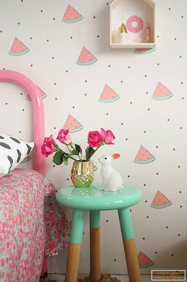 pozadine-dječja soba-lubenica-uzorak-ružičasta strana stol