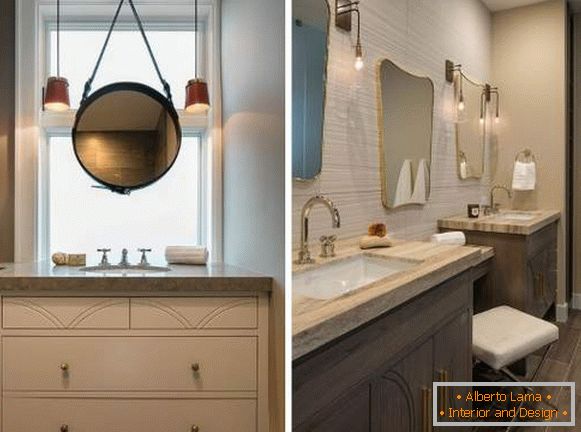 Kako lijepo napraviti kupaonicu - fotografije namještaja i zrcala u unutrašnjosti