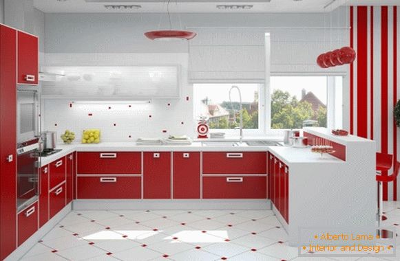 Izrada crvene bijele kuhinjske fotografije 12