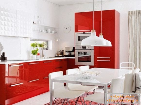 Dizajn crvene bijele kuhinjske fotografije 13