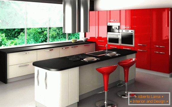 Slika crvene crne kuhinje fotografija 31