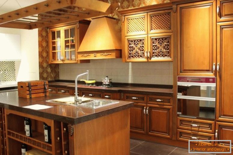 moderna-drvena-garderoba za kuhinju-dizajn rasvjeta-ideja u stropu-uz crno-granit-countertop-kuhinja-otok_white-crijep-zid-backsplash-jpg