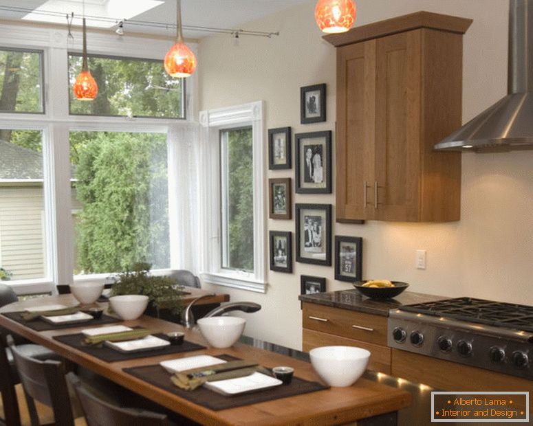 dekoracija-kuhinja-dizajn-s-velikim prozorima-i-dining-namještaj-windows-kuhinja-velika slikovnica prozore dizajna