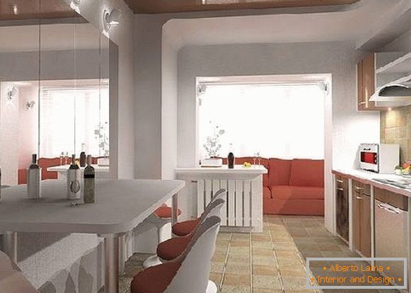 kuhinjski dizajn s balkonom od 12 m2, slika 21