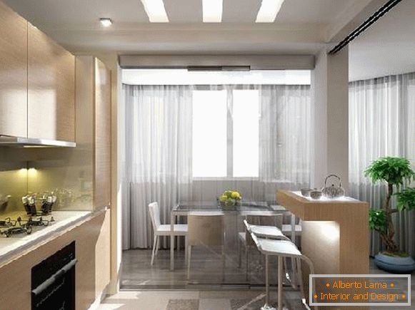kuhinjski dizajn s balkonom od 12 m2, slika 5