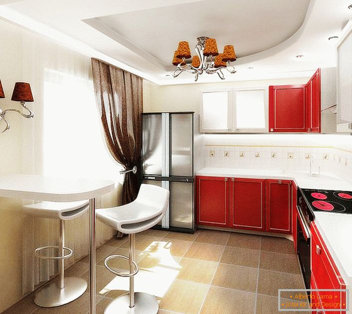 Dizajn projekt za kuhinju u običnom stanu u Moskvi. Kombinacija boja, funkcionalni namještaj, ne opterećen namještajem, laconic rasvjeta - indeksi besprijekornog stila vlasnika stana.
