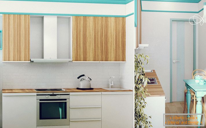 Primjer interijera male kuhinje na fotografiji