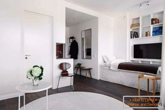 Mali studio apartmani - dizajn spavaća soba spavaća soba na fotografiji