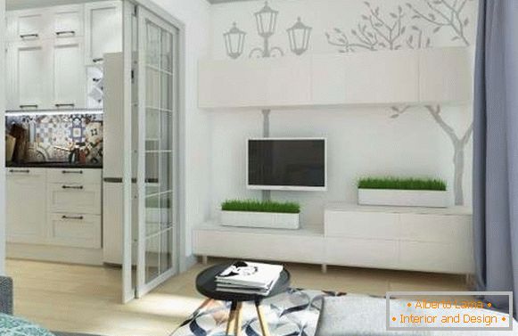 Dizajn malog studio apartmana od 25 m² - fotografija dnevnog boravka