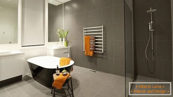 Dizajn kupaonice u sivoj i minimalističkoj izvedbi