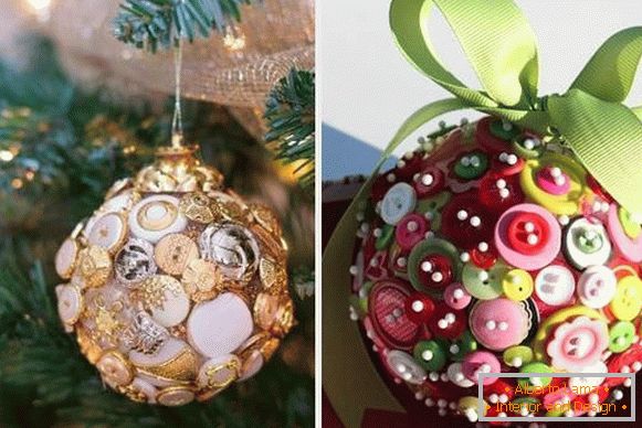 Božićne lopte s vlastitim rukama s gumbima