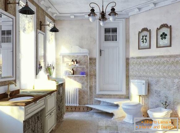 Tradicionalni stil Provence u kupaonici - fotografija kupaonice u privatnoj kući