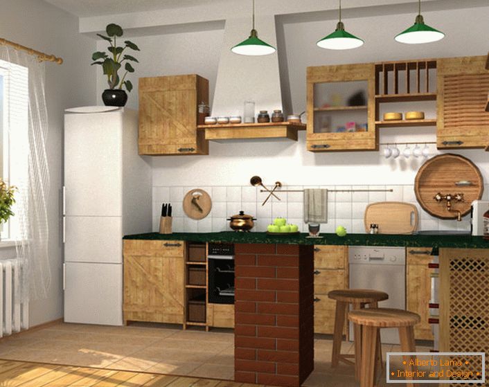 Dizajn projekt za malu kuhinju u gradskom stanu ili privatnoj kući. 