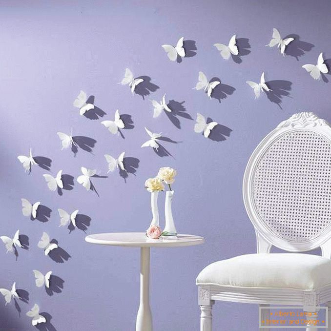 Uređivanje zidova vlastitim rukama s praktičnih materijala - leptiri od papira