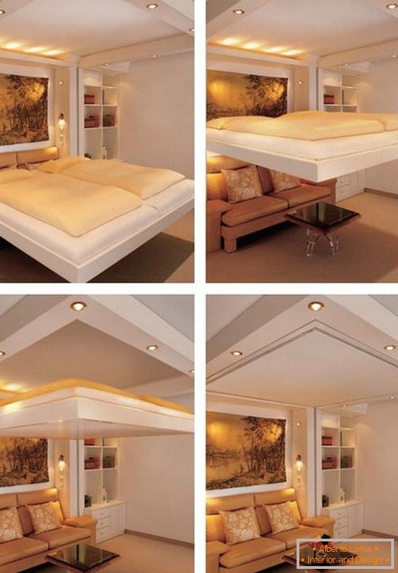 Krevet koji je pričvršćen na strop