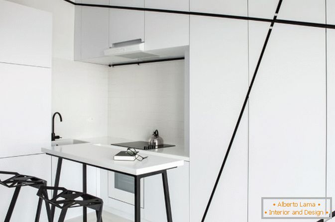 Kuhinjski studio apartman u crno-bijeloj boji