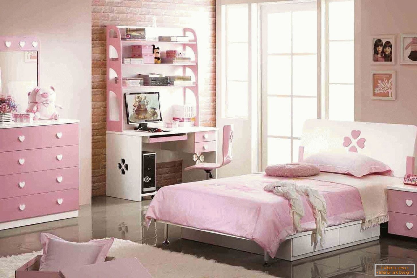 Dizajn spavaće sobe za tinejdžera u ružičastoj boji