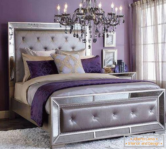 Ljubičasta spavaća soba - fotografija u kombinaciji sa srebrnim