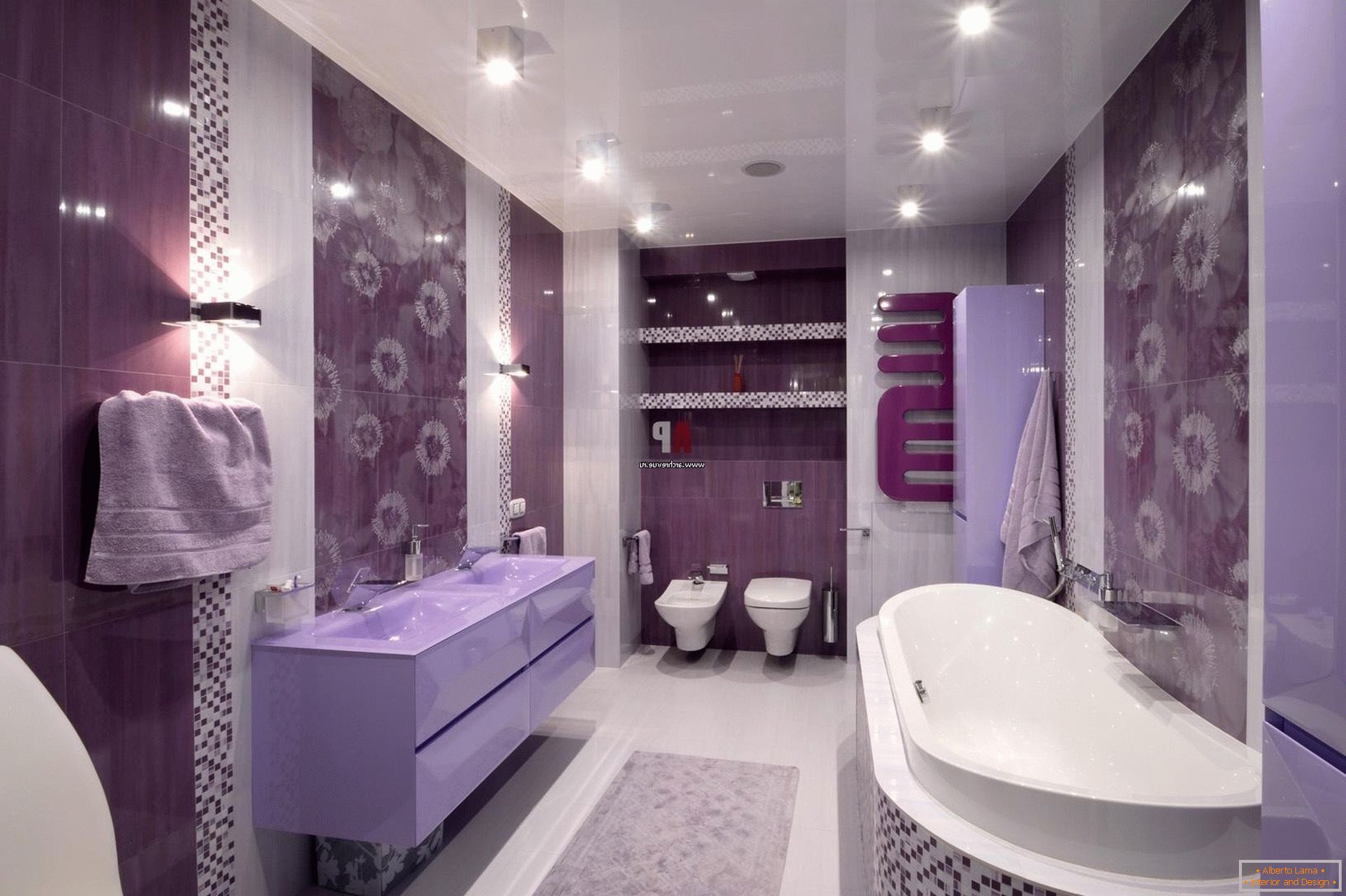 Luksuzni dizajn kupaonice u cvjetovima od jarke