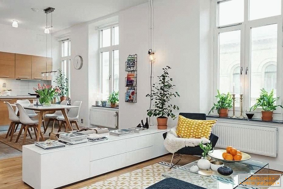 Studio apartman dizajn u skandinavskom stilu