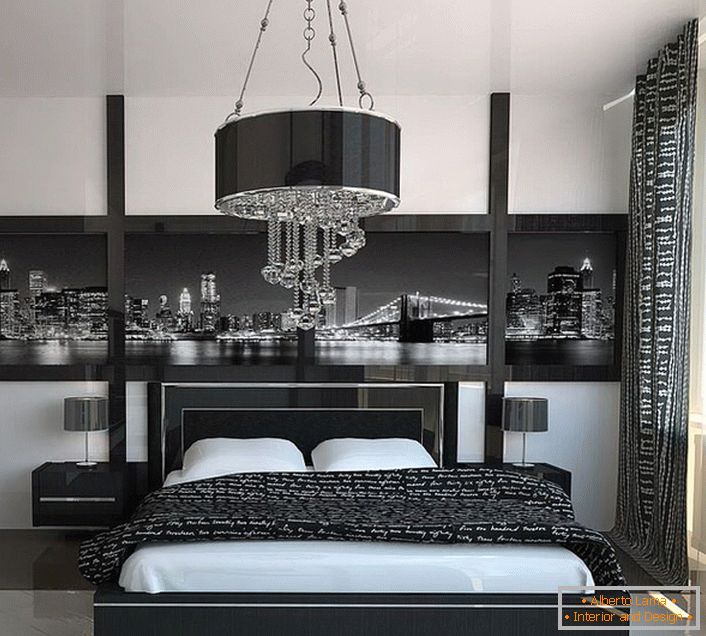 Geometrijska težina i štednja u dizajnu spavaće sobe u stilu high-tech.