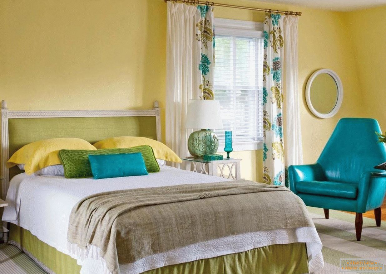 Kombinacija boja u unutrašnjosti spavaće sobe